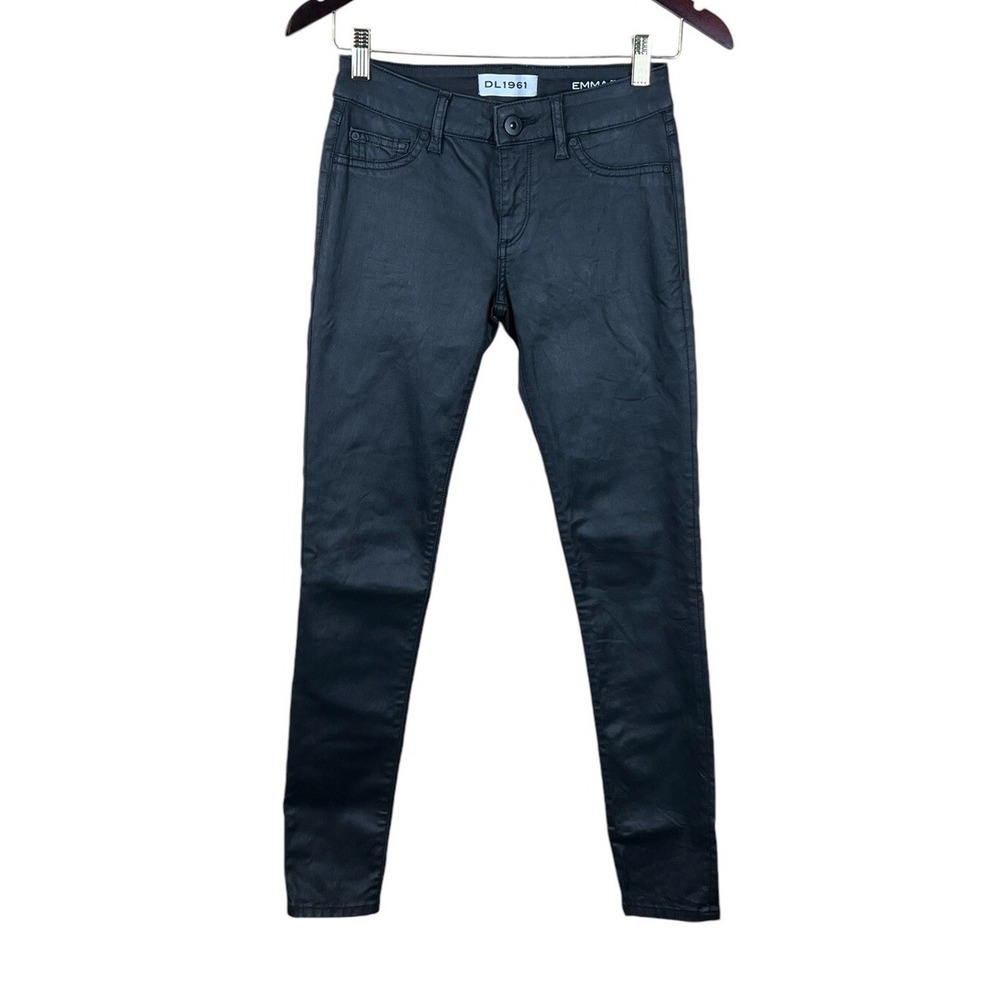 DL1961 Emma Power Leggings Black Coated Skinny‎ Jean, Womens, Size 25